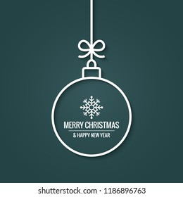 xmas ball with christmas snowflake on retro green background