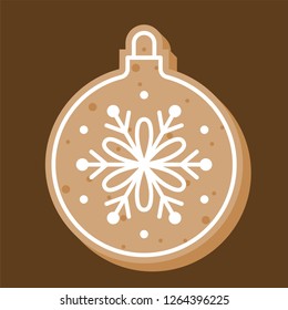 xmas ball gingerbread in flat design editable outline detail