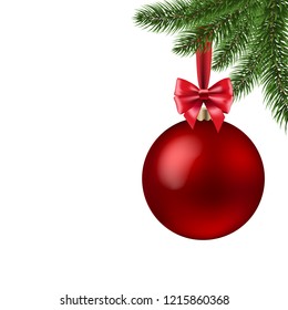 Xmas Ball Isolated With Gradient Mesh, Vector Illustration