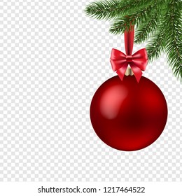 Xmas Ball Isolated Transparent Background With Gradient Mesh, Vector Illustration