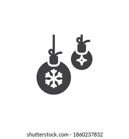 Weihnachtsball mit Stern und Schneeflocken Vektorsymbol. volles Flachzeichen für mobiles Konzept und Webdesign. Weihnachtsbaumspielzeugsymbol. Symbol, Logo-Abbildung. Vektorgrafik