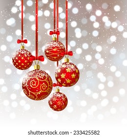 Xmas balls on bokeh background