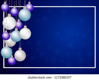 A lot of xmas balls on a pink background. Space for text. Vector illustation