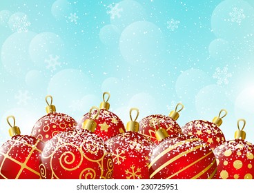 Xmas balls on sky background