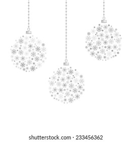 Xmas balls with snowflakes. Vector illustration.