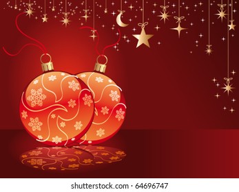 A xmas balls vector greeting card. Vector illustration