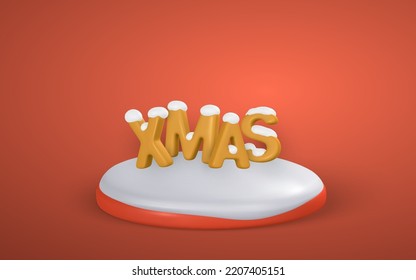 Diseño de pancartas navideñas. Escena redonda en 3d con nieve blanca. Afiche de Navidad. Ilustración vectorial.