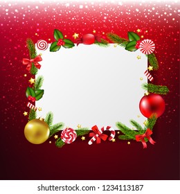 Xmas Banner With Red Glitter background With Gradient Mesh, Vector Illustration