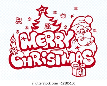 xmas banner with Santa, snowflakes and gift, vector