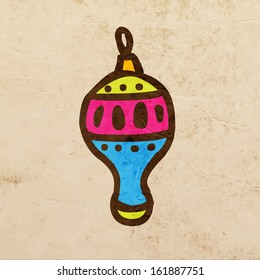 Xmas Bauble. Cute Christmas Hand Drawn Vector illustration, Vintage Paper Texture Background