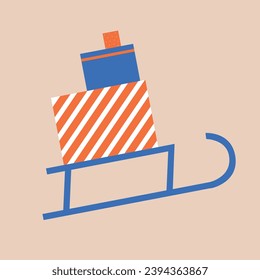Xmas Baubles and Decoration. Cartoon Vector Illustration, Icon, Clip Art. Minimalist holiday aesthetics. Christmas Tree Toys in Cute Scandinavian Folk Style.