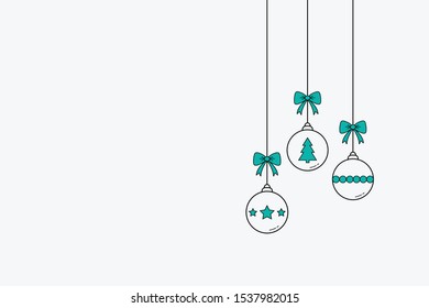 Xmas baubles on white background. Christmas ornament. Vector