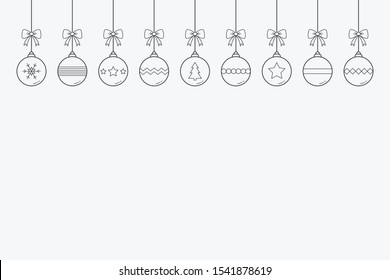 Xmas baubles on white background. Christmas ornament. Vector