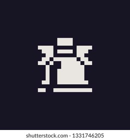 Xmas bell. Greeting card design. Pixel art style. Isolated 1-bit vector illustration
