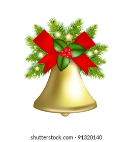 Campanas De Navidad, Aisladas En Fondo Blanco, Ilustración Vectorial