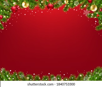 Weihnachtsgrenze mit feinem, rotem Hintergrund mit Farbverlauf-Mesh, Vektorgrafik