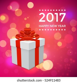 Weihnachtsbox auf Bokeh-Hintergrund. Vektorillustration