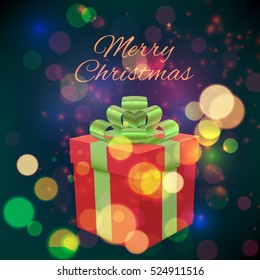 Xmas box on bokeh background. Vector illustration