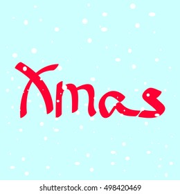 Xmas, calligraphy lettering, abstract background, poster design template, vector illustration