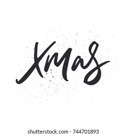 Xmas calligraphy phrase. Hand drawn design elements. Christmas set of handwritten modern lettering.