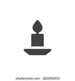Xmas candle vector icon. filled flat sign for mobile concept and web design. Candle light glyph icon. Symbol, logo illustration. Vector graphics