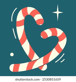 Xmas candy cane. Christmas candy cane with red and white stripes . Sweet stick for New Year  for background, greeting card, party invitation card, ad