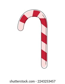 Xmas candy cane isolated on transparent backdrop. 