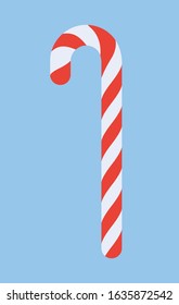 Xmas candy cane isolated vector illustration. Template for greeting card on Christmas and New Year.