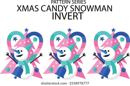 xmas candy cute snowman invert pattern