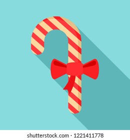 Xmas candy stick icon. Flat illustration of xmas candy stick vector icon for web design