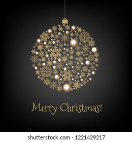 Xmas Card With Christmas Ball With Gradient Mesh, Vector Illustration