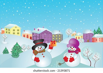 Xmas card with snowman. See my gallery for more