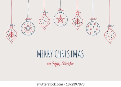 Xmas card with wishes. Merry Christmas and Happy New Year Vector