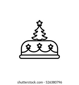 xmas christmas cake pie biscuit line icon white and black