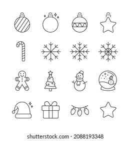 Xmas Christmas Icon Set Minimal Line 