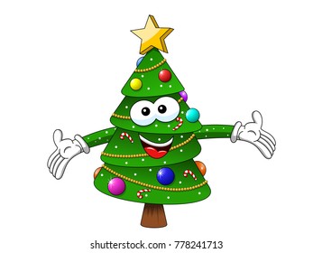 Xmas Christmas Tree Mascot Character Big Stock Vector (Royalty Free ...