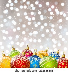 Xmas color balls on bokeh background