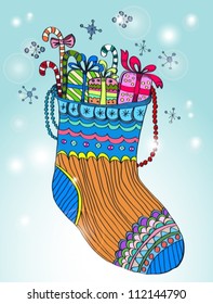 Xmas color socks, bright vector illustration