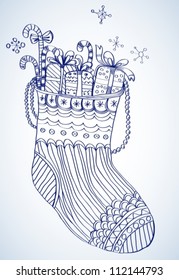 Xmas color socks, bright vector illustration