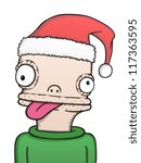Xmas comic face, vector illustration