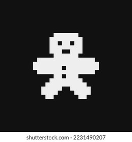 Xmas cookie emoji, pixel art icon isolated vector illustration 1-bit sprite logo sticker design.