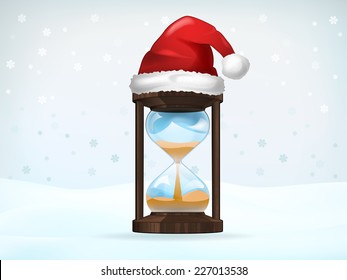 Xmas countdown covered with Santa cap vector illustration
