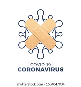 Xmas Creative Corona Virus Covid-19 Healthcare Concept with cross medical plaster. Coronavirus 2019-nCoV Pandemic Sars Fever Vector Illustration