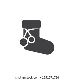 Xmas decoration sock vector icon. filled flat sign for mobile concept and web design. Christmas sock glyph icon. Symbol, logo illustration. Vector graphics