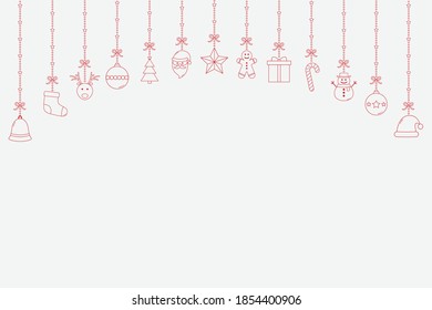 Xmas decorations on bright background. Christmas ornament. Vector