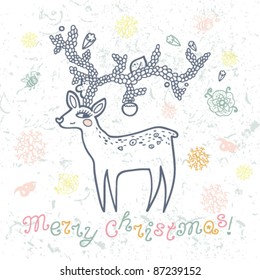 Xmas deer in cartoon style