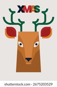 Ciervo de Navidad con el cartel del estilo de la multiplicación