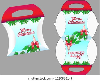 Xmas do-it-yourself Gift box. Gift box template for sweets or other christmas gifts. Christmas design bonbonniere. Template for creativity and children's creativity. DIY box. mock up