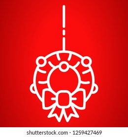 Xmas door wreath icon. Outline Xmas door wreath vector icon for web design