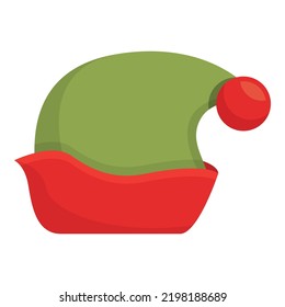 Xmas Elf Hat Icon Cartoon Vector. Face Head. Claus Party